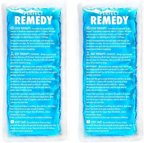 Perfect Remedy - Gel Ice Packs para Lesões – Pacote com 2, Compressa de Gelo Reutilizável para Frio e Calor, Alívio Suave para Lesões, Alternativa para Bolsas de Água Quente, Gel Reutilizável para Lesões