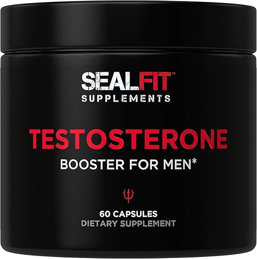 SEALFIT Supplements - SEALFIT Testosterone Booster para Homens. Suplemento 5-em-1 com Boron, Tongkat Ali, Fadogia Agrestis, Raiz de Urtiga, e Saw Palmetto. Energia e Força