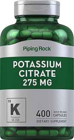 Suplemento de Citrato de Potássio | 275 mg | 400 Cápsulas | Sem OGM, Sem Glúten - Piping Rock