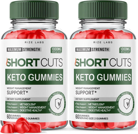 rize labs - (2 Pacotes) Gomas Keto Shortcuts, Shortcuts Keto para Perda de Peso Avançada, Suplemento Shortcuts Keto ACV para Energia e Metabolismo, Análise das Gomitas Short Cuts (120 Gomas)