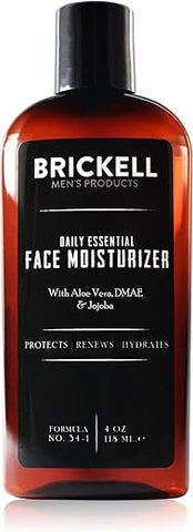 Brickell Men's Products - Hidratante Facial Essencial Diário para Homens Brickell, Natural e Orgânico, Absorção Rápida com Ácido Hialurônico, Chá Verde e Jojoba, 4 Ounce, Perfumado