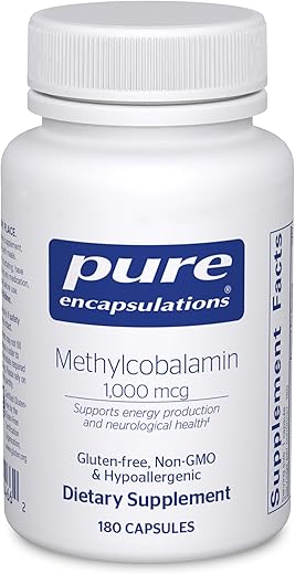 Suplemento de Vitamina B12 Methylcobalamin 1.000 mcg – Pure Encapsulations para Memória e Suporte Cerebral