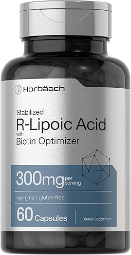 Ácido R-Lipoico Estabilizado 300mg | 60 Cápsulas | com Otimizador de Biotina | Não-OGM, Sem Glúten | Suplemento Na-RALA - Horbäach