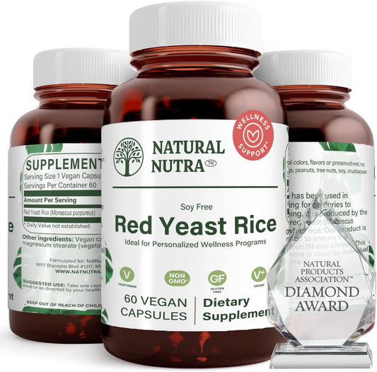 Extrato de Arroz Vermelho Natural Nutra, Suporte Cardiovascular, Fortalece a Imunidade, Melhora a Digestão, Suplementos sem Glúten, 600 mg 60 Cápsulas (3 Pacotes)