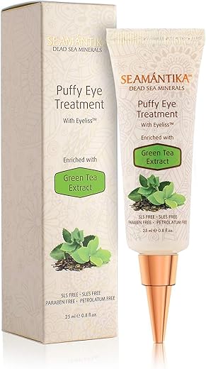 SEAMANTIKA - Tratamento para Olheiras Instantâneo – Elimine Naturalmente Rugas, Inchaço, Olheiras e Bolsas em Minutos – Creme Hidratante para os Olhos com Extrato de Chá Verde e Minerais do Mar Morto 8g