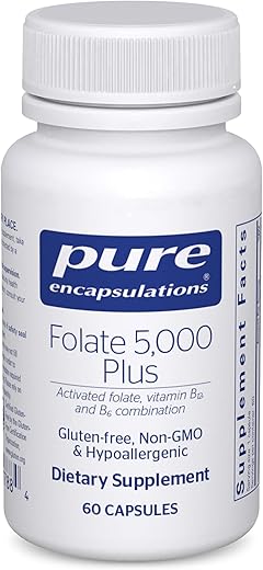 Folate 5,000 Plus – Fólico Ativado, Vitamina B12 e Combinação de B6 – 60 Cápsulas - Pure Encapsulations