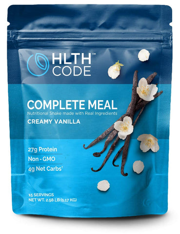 HLTH CODE - HLTH Code – Pó Substituto de Refeição Completo | Alto Teor de Proteína | Sabor Cremoso de Baunilha | 15 Porções