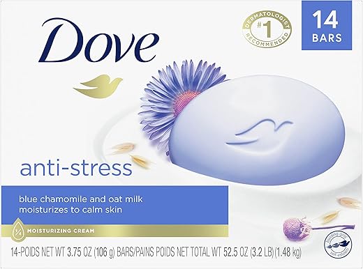 Sabonete em Barra Dove Beauty Gentle Cleanser Hidrata e Acalma a Pele – Barra de Creme Suave Anti-Stress com 1/4 de Creme Hidratante 105g 14 Unidades