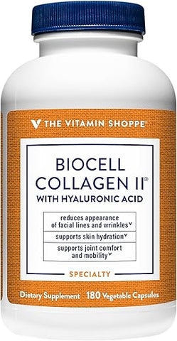 Biocell Collagen II com Ácido Hialurônico 1000mg – Promove Pele e Articulações Saudáveis - The Vitamin Shoppe