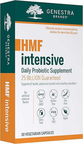 HMF Intensive | Quatro Cepas de Probióticos para Apoiar a Saúde Intestinal, Conforto Abdominal e Microflora Saudável* | 30 Cápsulas - Genestra Brands