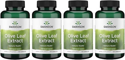 Extrato de Folha de Oliveira em Cápsulas com 20%% de Oleuropeína – 2 Frascos de 120 Cápsulas (500mg Cada) (4 Pacotes) - Swanson