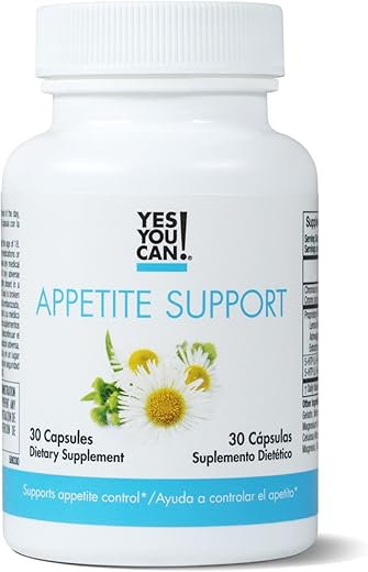 Suporte ao Apetite para Gerenciamento de Peso Corporal – Relação Saudável com a Alimentação – Ingredientes Naturais: 5-HTP, Melissa, Extrato de Camomila – 30 Cápsulas, 1 Pacote - Yes You Can!