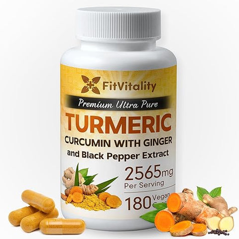 FITVITALITY - Curcumin 2565 mg – 180 Cápsulas – 95%% Curcuminoides | Turmeric – Marca Líder em Saúde e Bem-Estar