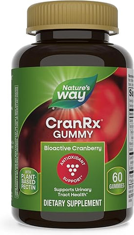 Nature's Way - Nature’s Way CranRx Gummies de Cranberry, Suporte para Saúde do Trato Urinário* com D-Manose e Vitamina C, 60 Gummies