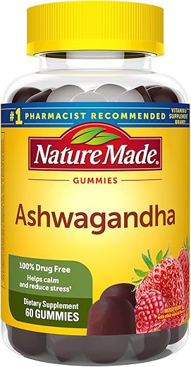 Ashwagandha Gummies Vegan – KSM 66 Ashwagandha para Suporte ao Estresse – 60 Unidades, Fornecimento de 30 Dias - Nature Made