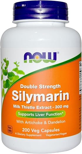 NOW Foods - Now Foods Extrato de Cardo Mariano Silymarin 2X – 300mg, 200 Cápsulas Vegetais (Pacote com 2)