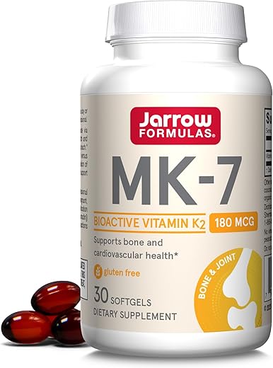 MK-7 180 mcg – Vitamina K2 para Saúde Óssea e Cardiovascular – Suplemento Alimentar – 30 Softgels – 30 Dias - Jarrow Formulas