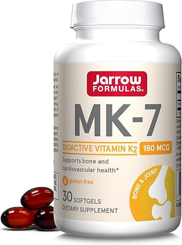 MK-7 180 mcg – Vitamina K2 para Saúde Óssea e Cardiovascular – Suplemento Alimentar – 30 Softgels – 30 Dias - Jarrow Formulas