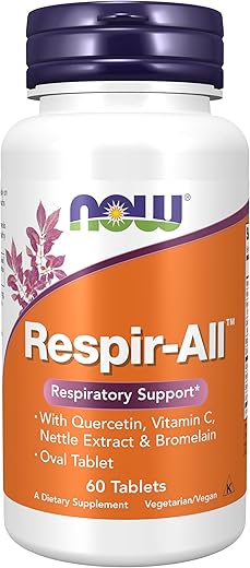 NOW Foods - NOW Supplements Respir-All™ com Quercetina, Vitamina C, Extrato de Urtiga e Bromelina, Suporte Respiratório, 60 Comprimidos