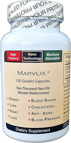 Marvlix - Cordyceps Sinensis Mushroom – Suporte para Coração, Pulmões, Rins, Fígado – Puro, Potente e Bioativo – 120 Cápsulas