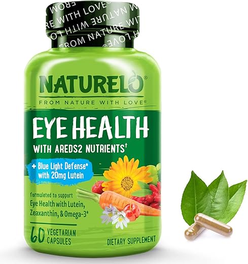 Eye Vitamins – Fórmula AREDS 2 com Nutrientes de Luteína, Zeaxantina, Vitamina C, E, Zinco, além de DHA – Suplemento para Olhos Secos, Visão Saudável, Suporte Ocular – 60 Cápsulas Veganas - NATURELO