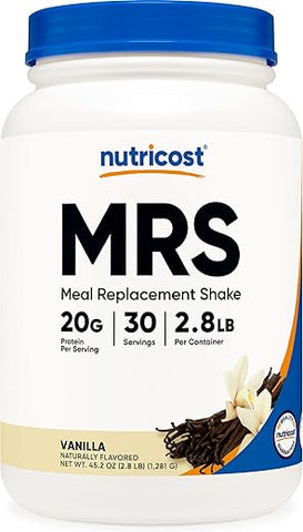 Shake em Pó Substituto de Refeição (Baunilha), 30 Porções – Proteína, Não-OGM, Sem Glúten - Nutricost