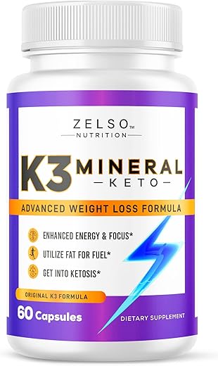 ZELSO - K3 Mineral Pílulas de Emagrecimento para Mulheres e Homens – Sal Mineral K3, Cápsulas de Vitamina K3 para Emagrecimento – Suprimento de 30 Dias