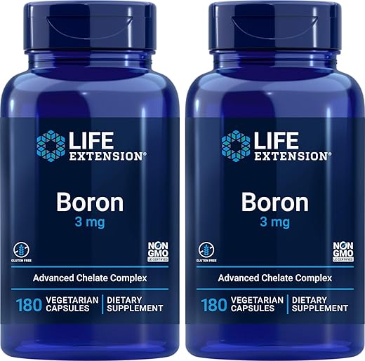 Boron 3 mg 180 Cápsulas (Pacote com 2) – Aumente sua saúde com o Boron - Life Extension