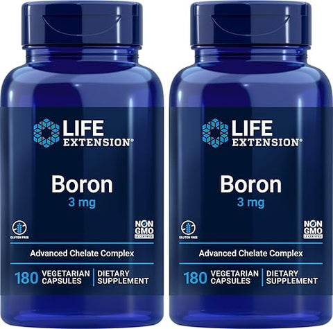 Boron 3 mg 180 Cápsulas (Pacote com 2) – Aumente sua saúde com o Boron - Life Extension