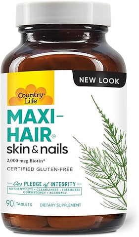 Maxi-Hair – Suplemento Capilar 2000mcg Biotina | Cabelos Fortes e Saudáveis - Country Life
