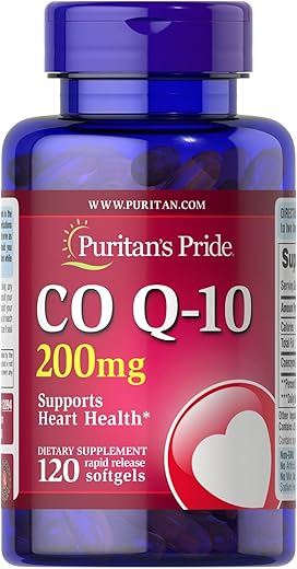 Puritan's Pride - Puritan’s Pride Q-Sorb CoQ10 200mg – Suporte à saúde do coração, 120 Softgels