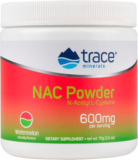 Pó de NAC com Aminoácidos N-Acetil L-Cisteína | 600 mg para Apoiar o Sistema Imunológico e o Funcionamento Normal do Fígado e dos Rins | Sabor Natural de Melancia | 30 g - Trace Minerals