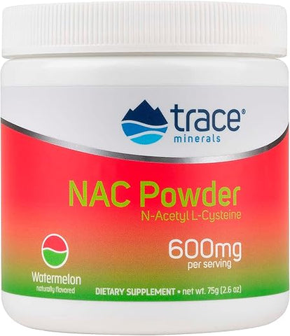 Pó de NAC com Aminoácidos N-Acetil L-Cisteína | 600 mg para Apoiar o Sistema Imunológico e o Funcionamento Normal do Fígado e dos Rins | Sabor Natural de Melancia | 30 g - Trace Minerals