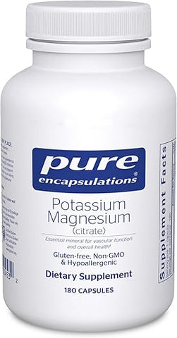 Potássio Magnésio (Citrato) – para Saúde Cardíaca | 100% Natural | 60 cápsulas | Marca Líder em Nutrição - Pure Encapsulations