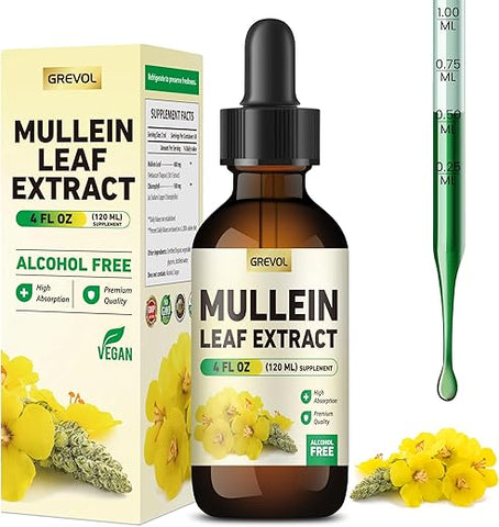 Grevol - Gotas Orgânicas de Verbascum para os Pulmões, Extrato de Folha de Verbascum para os Pulmões com Suplemento Herbal de Clorofila, Tintura de Verbascum para o Sistema Respiratório