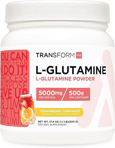 L-Glutamina em Pó 500g (Sabor Limonada de Morango) – Sem Glúten, Não-OGM - TransformHQ