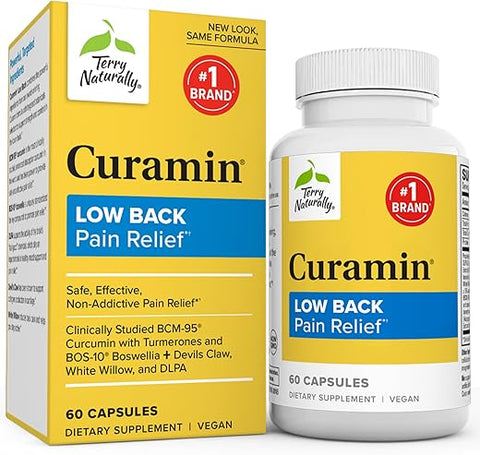 Curamin Alívio para Dor Lombar – 60 Cápsulas – com Curcumina, Boswellia - Terry Naturally