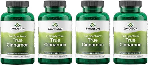 Canela Verdadeira Full Spectrum – 4 Pacotes (120 Cápsulas, 300mg Cada) – Suplemento Herbal – Marca Swanson - Swanson