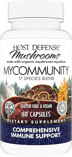MyCommunity Cápsulas – Suplemento de Cogumelos com 17 Espécies para Suporte Imunológico – Auxílio Herbal com Cabeça de Leão, Reishi, Chaga, Cordyceps, Cauda de Peru – 60 Cápsulas - Host Defense
