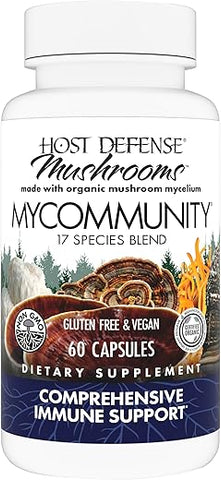 MyCommunity Cápsulas – Suplemento de Cogumelos com 17 Espécies para Suporte Imunológico – Auxílio Herbal com Cabeça de Leão, Reishi, Chaga, Cordyceps, Cauda de Peru – 60 Cápsulas - Host Defense