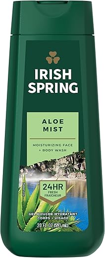 Gel de Banho para Homens, Aloe Vera – 20 fl oz (Pack com 6)  Irish Spring - Irish Spring