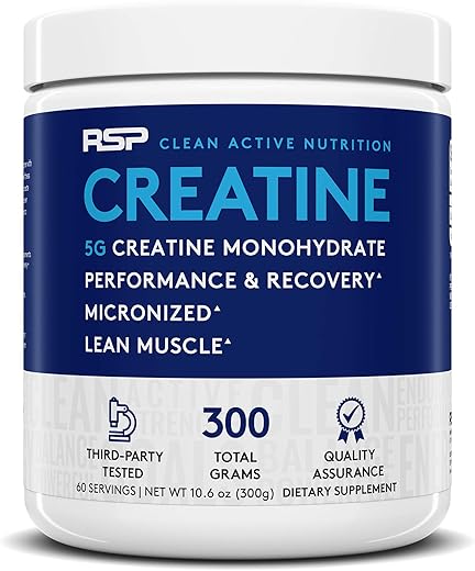 RSP NUTRITION - RSP Creatine Monohydrate – Pó de Creatina Micronizada Pura para Aumento de Força, Recuperação Muscular e Performance Masculina | RSP Nutrition