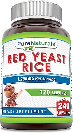 Red Yeast Rice 1200 Mg por Porção, 240 Cápsulas | Não-OGM | Sem Glúten | Fabricado nos EUA - Pure Naturals
