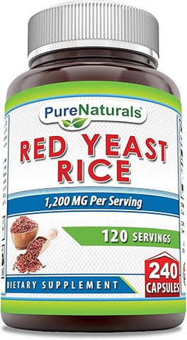 Red Yeast Rice 1200 Mg por Porção, 240 Cápsulas | Não-OGM | Sem Glúten | Fabricado nos EUA - Pure Naturals