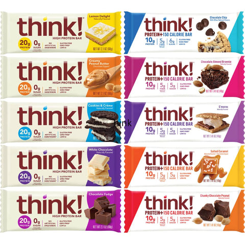 Generic - Think! Barras de Proteína, Pacote Sortido – Snacks de Alta Proteína, Barras de 60g – 10 Unidades