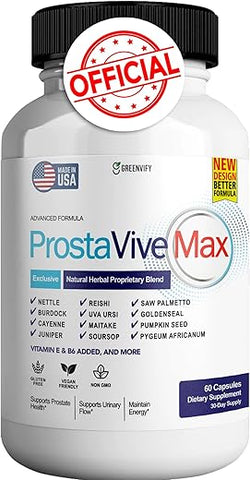 GREENVIFY - ProstaVive Max – Cápsulas para Próstata, Suplemento para Homens – Força Máxima, Natural e Apoio Normal