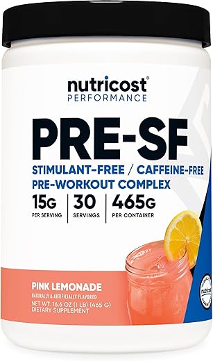 Pink Lemonade Pré-Treino Sem Estimulantes, 30 Porções – Livre de Cafeína, Estimulantes, Não-OGM, Sem Glúten - Nutricost