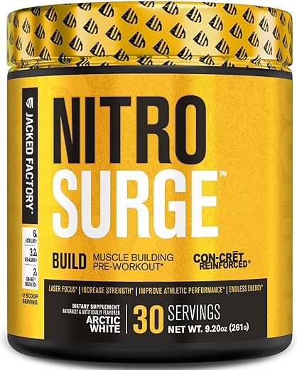 Nitrosurge Build Pré-Treino com Creatina para Construção Muscular – Pó de Creatina Con Cret - Jacked Factory