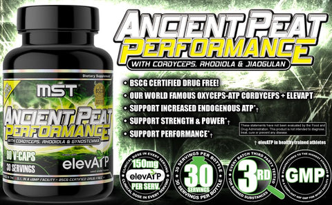 Ancient Peat Performance: Cordyceps, elevATP, Rhodiola, Gynostemma Pentaphyllum, Jiaogulan – 90 cápsulas VO2-caps BSCG Certificado pela Millennium Sport Technologies - MST