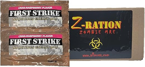 Z-Ration (Zombie MRE) - Primeiro Pack de Barras First Strik 6 Barras (6 Cranraspberry) – Variedade de Sabores | 180g